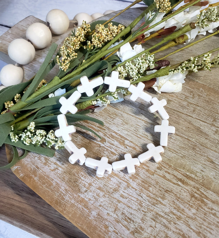 Bold Faith White Cross Bracelet