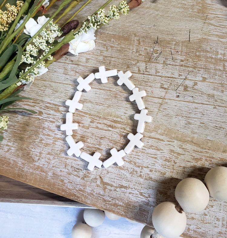 Bold Faith White Cross Bracelet