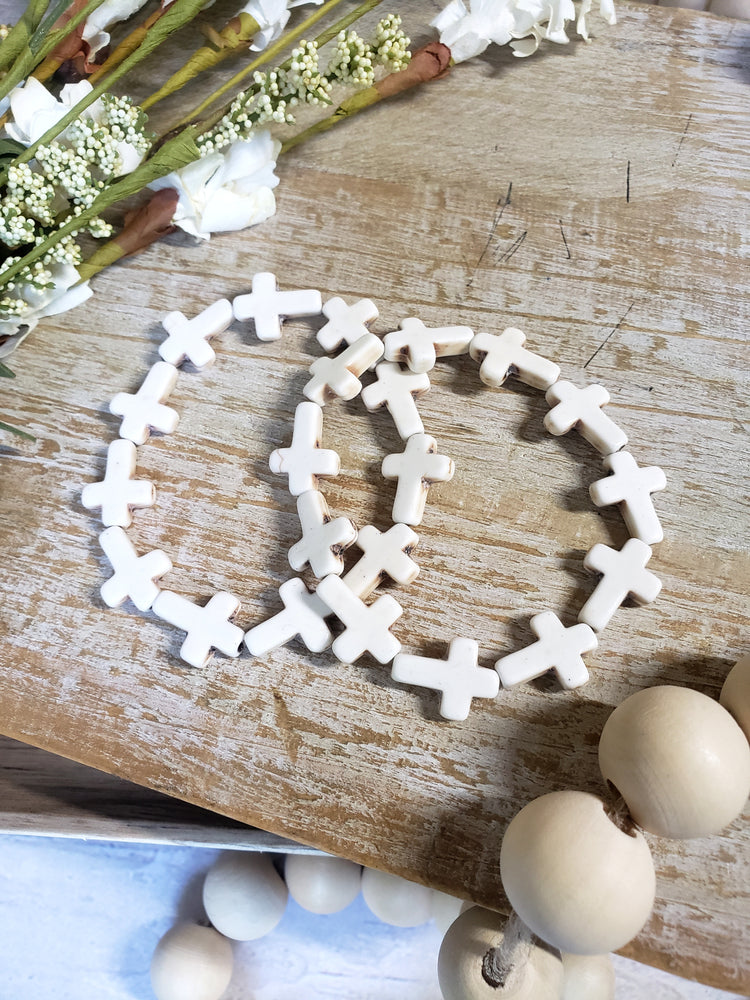 Bold Faith White Cross Bracelet