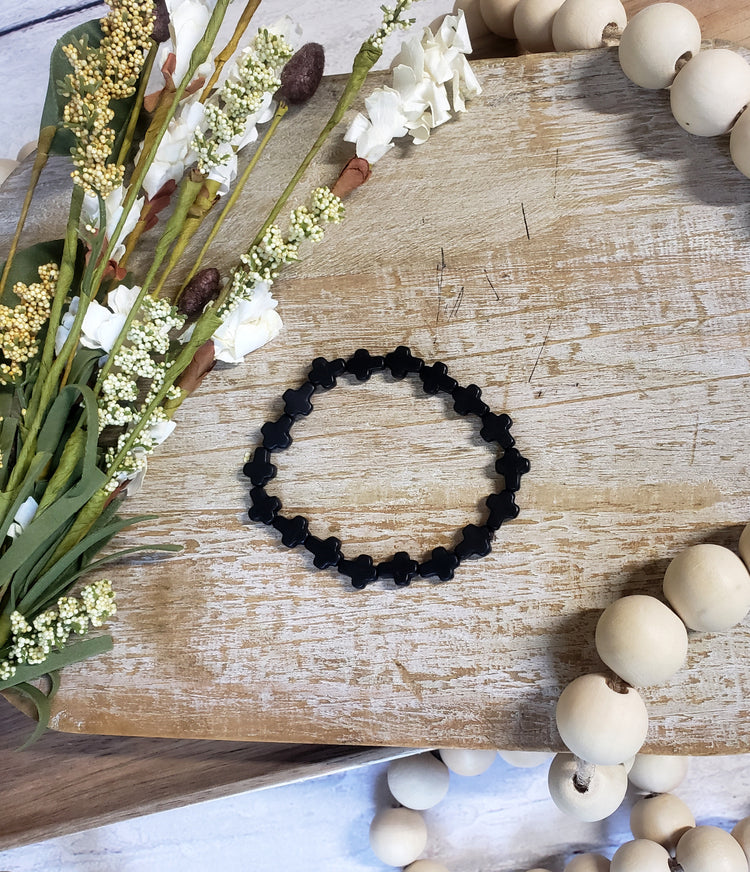 Dainty Black Cross Bracelet