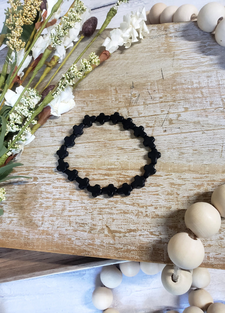 Dainty Black Cross Bracelet
