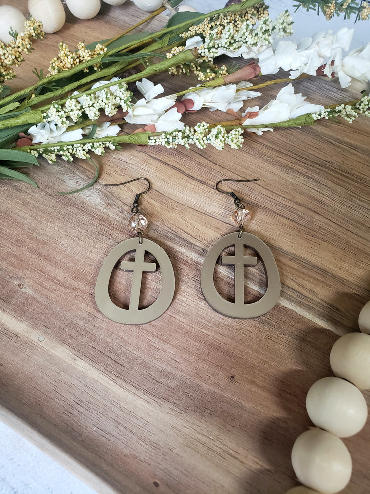 Metallic Gold Circle Cross Earrings