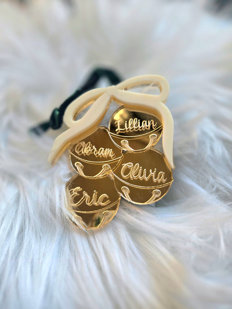 Personalized Mirrored Gold Bell Ornament