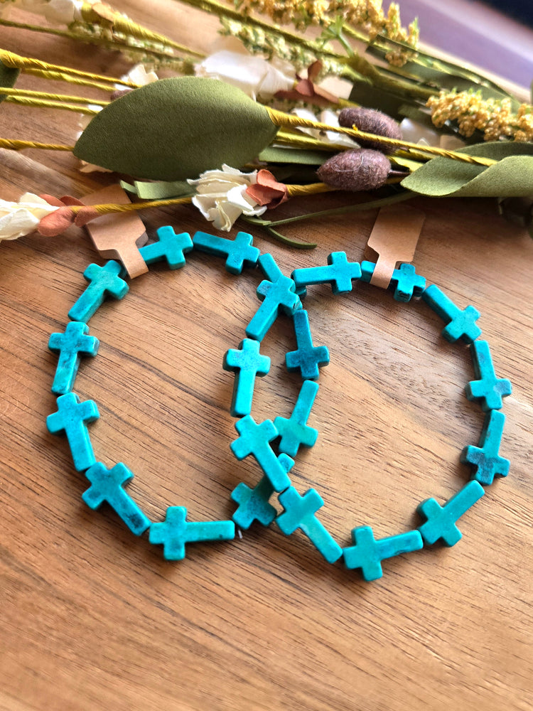 Bold Faith Teal Cross Bracelet