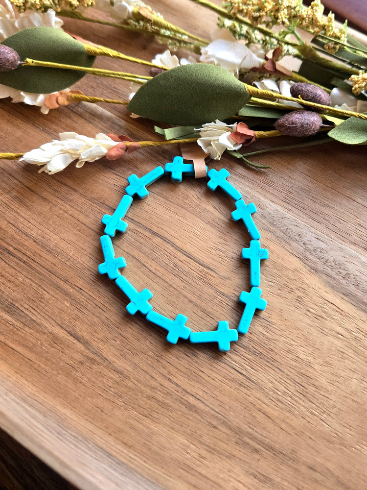 Bold Faith Turquoise Cross Bracelet