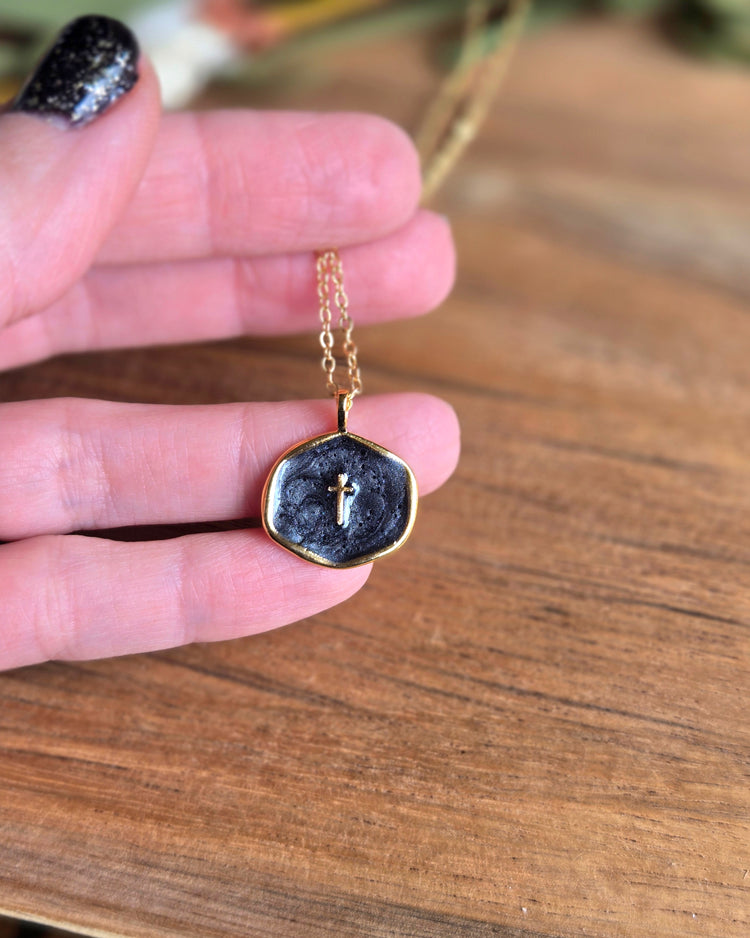Black Cross Charm Necklace