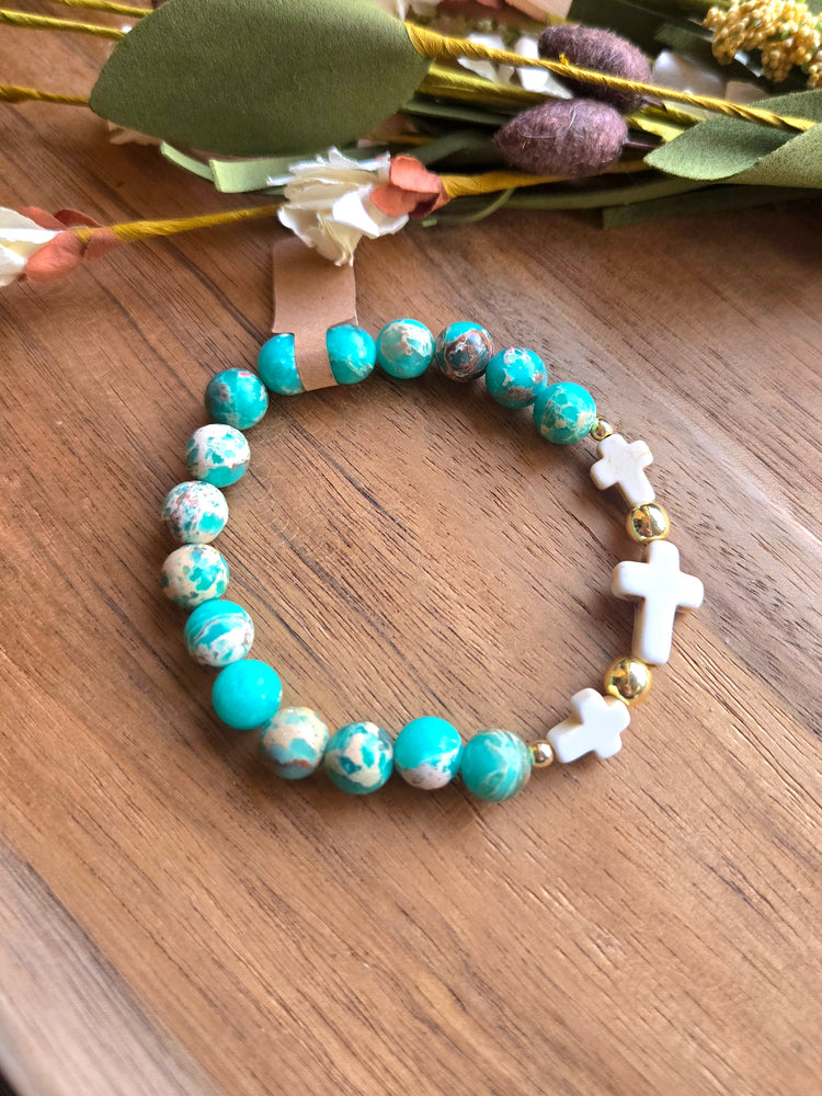 Turquoise Triple Cross Bracelet