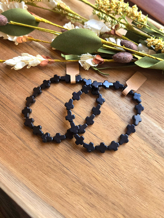 Unashamed Faith Black Cross Bracelet