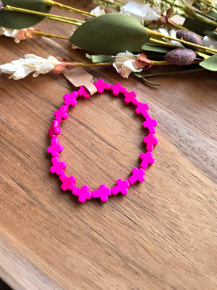Unashamed Faith Pink Cross Bracelet