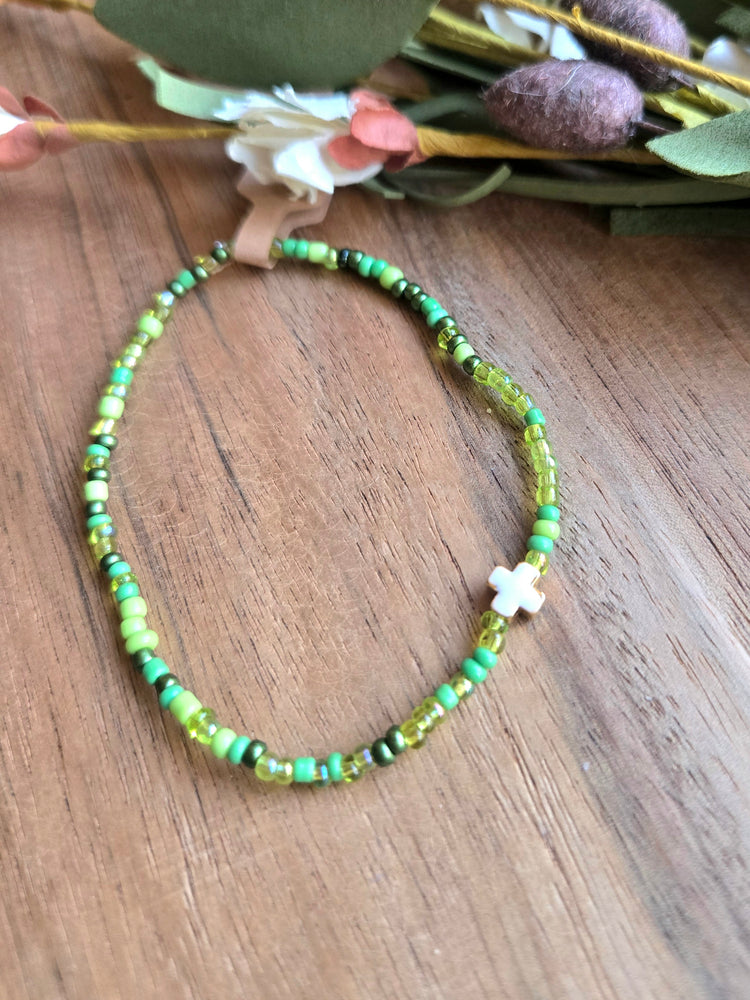 Green Meadow Cross Bracelet