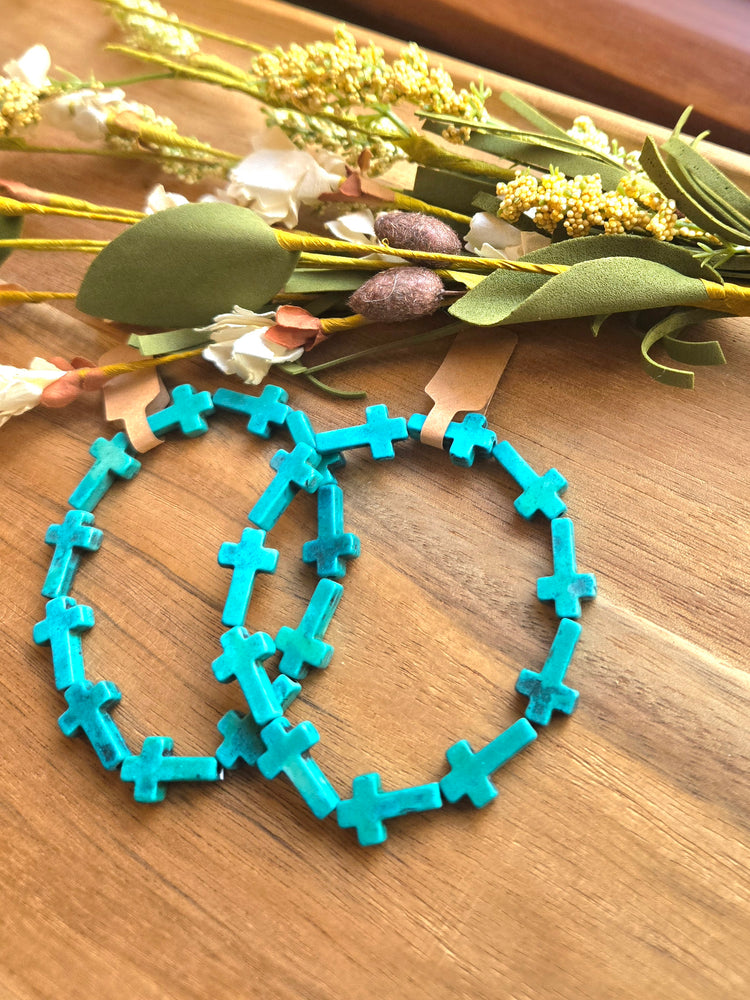 Bold Faith Teal Cross Bracelet