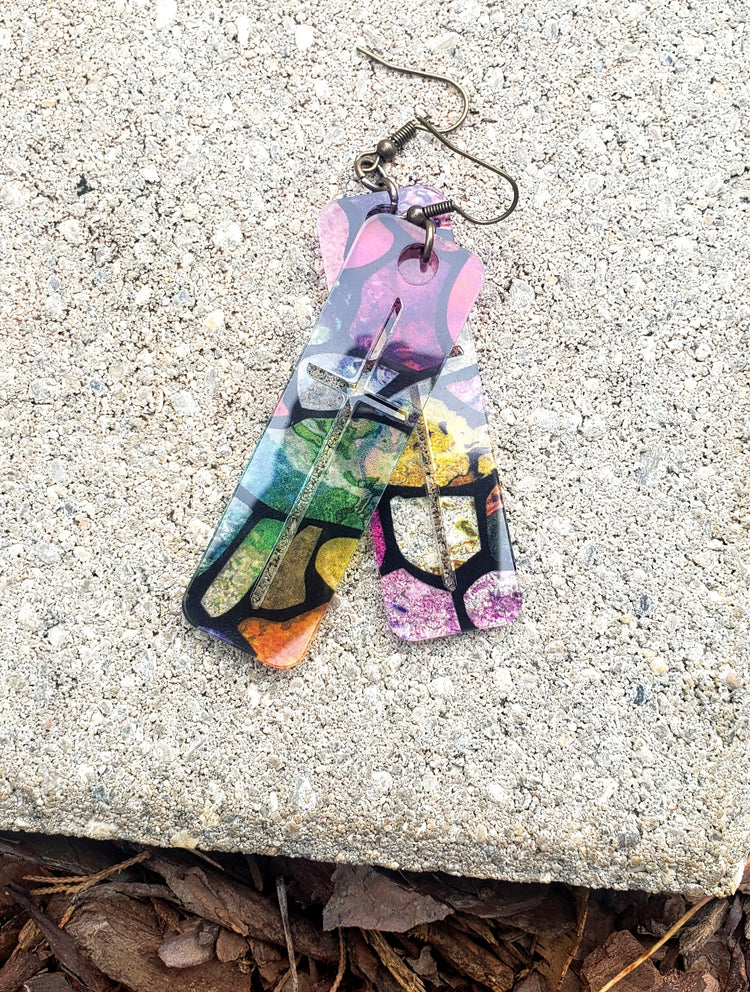 Mosaic Cross Earrings
