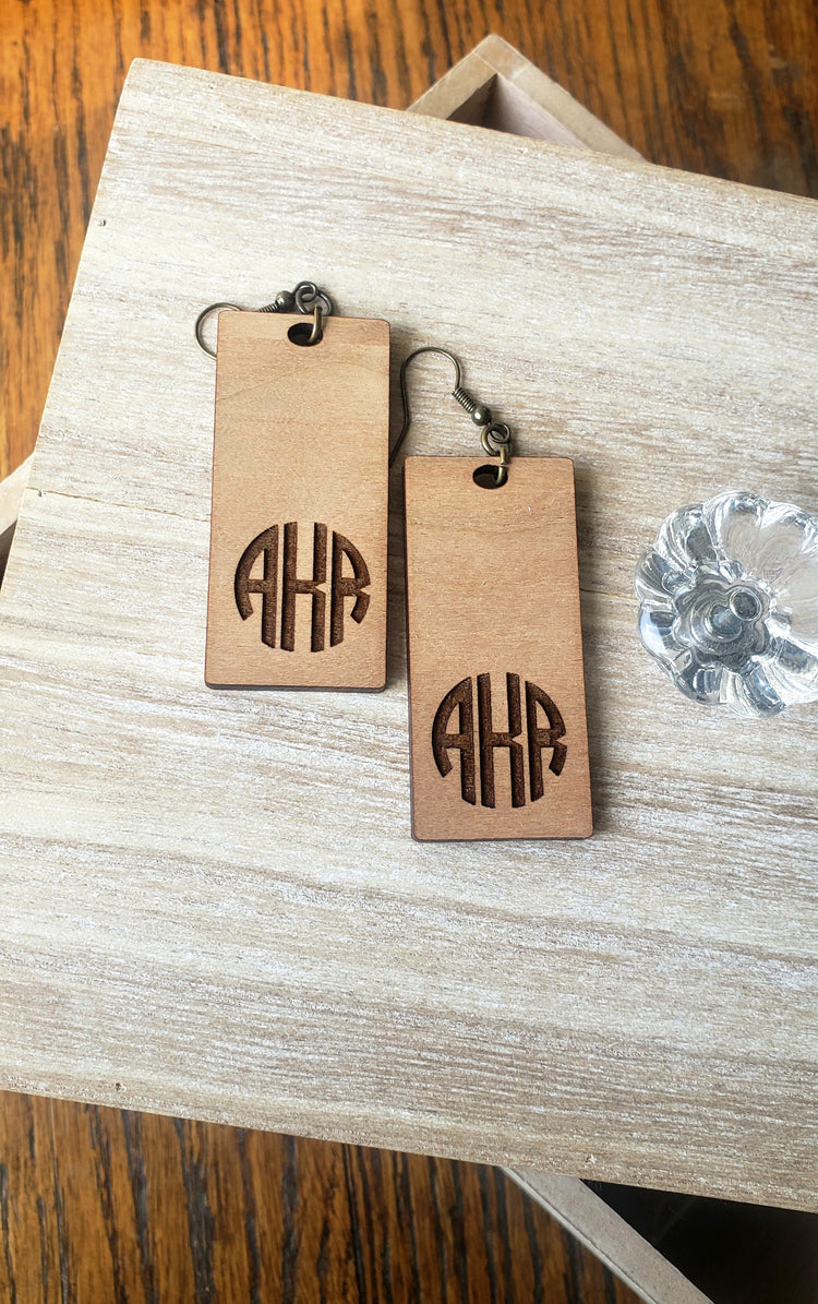 Rectangle Monogrammed Earrings