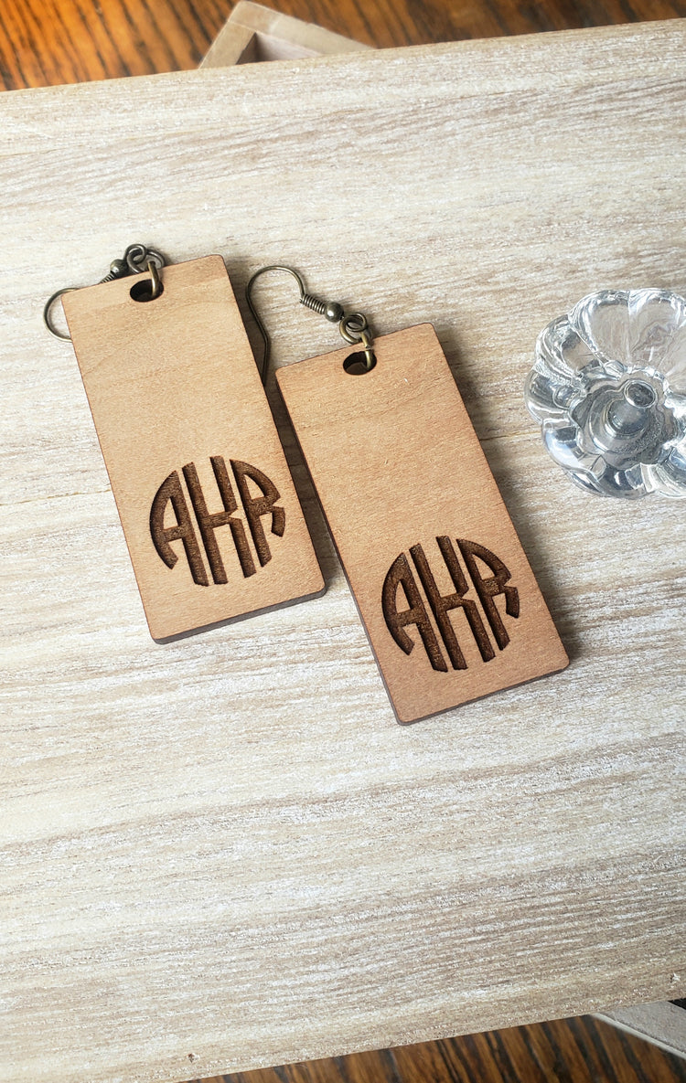Rectangle Monogrammed Earrings