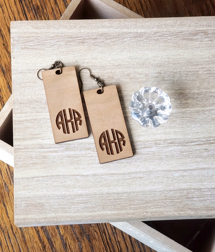 Rectangle Monogrammed Earrings