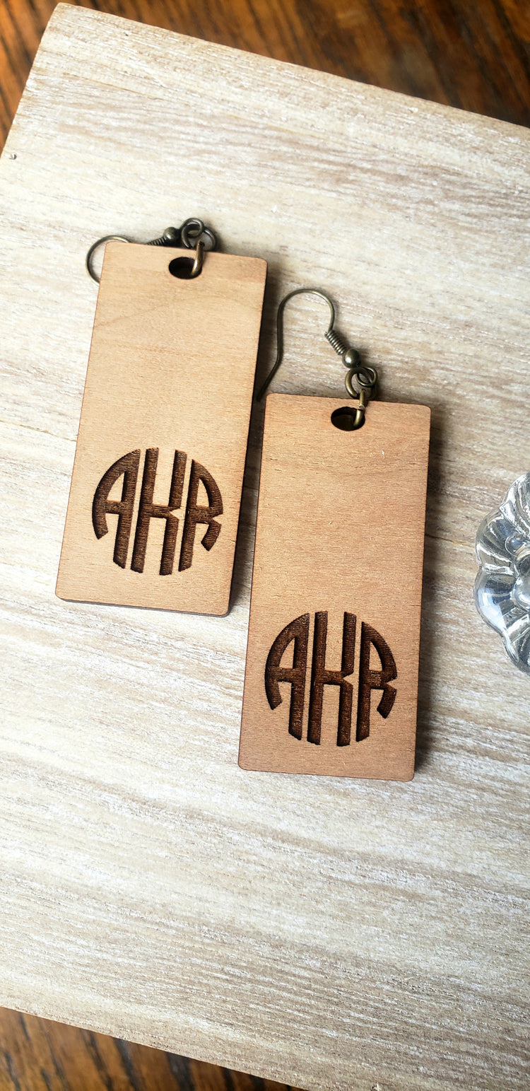 Rectangle Monogrammed Earrings