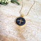 Round Black Pearl Cross Charm Necklace