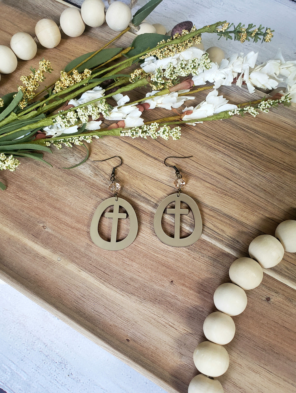 Metallic Gold Circle Cross Earrings
