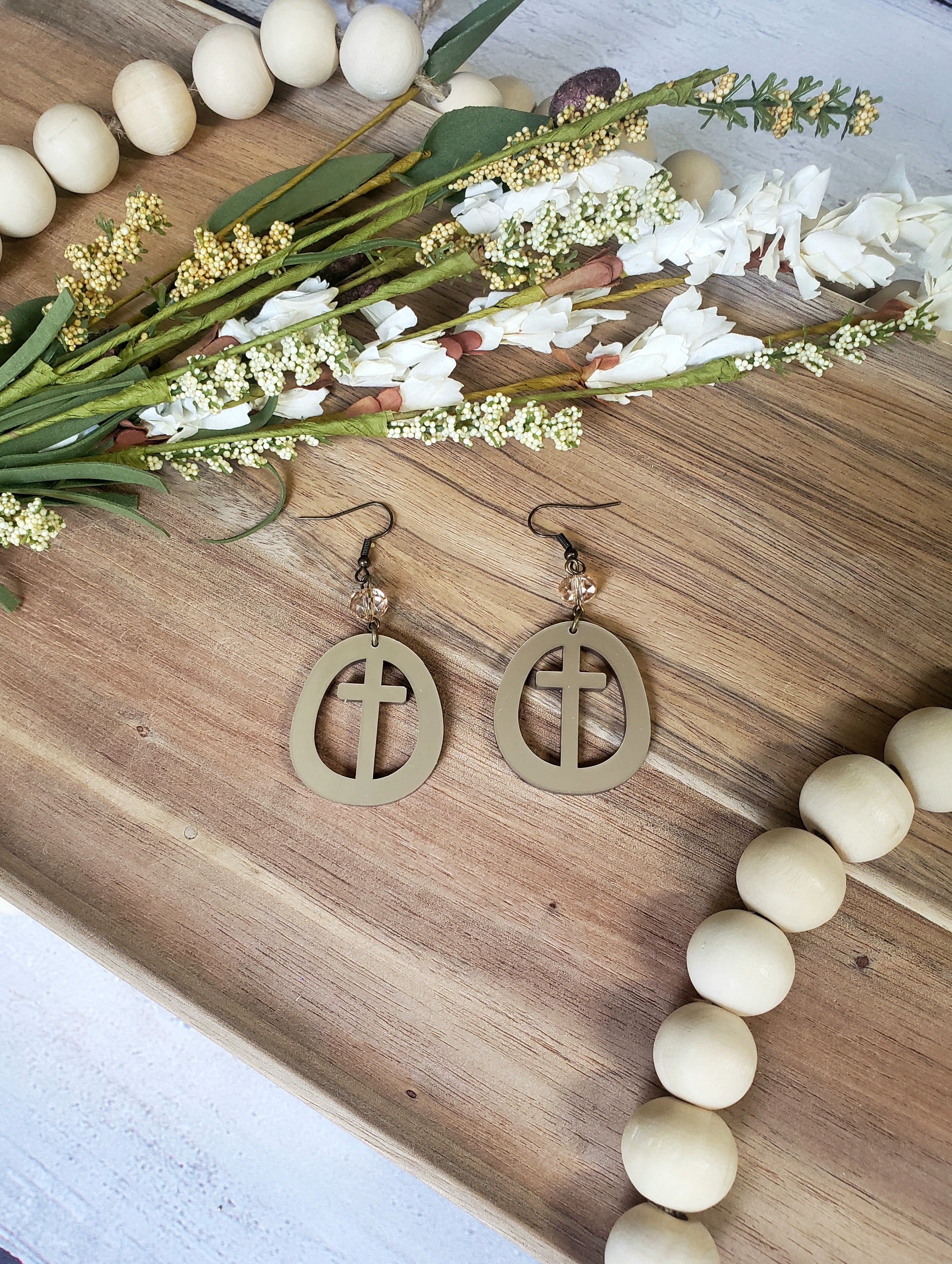 Metallic Gold Circle Cross Earrings