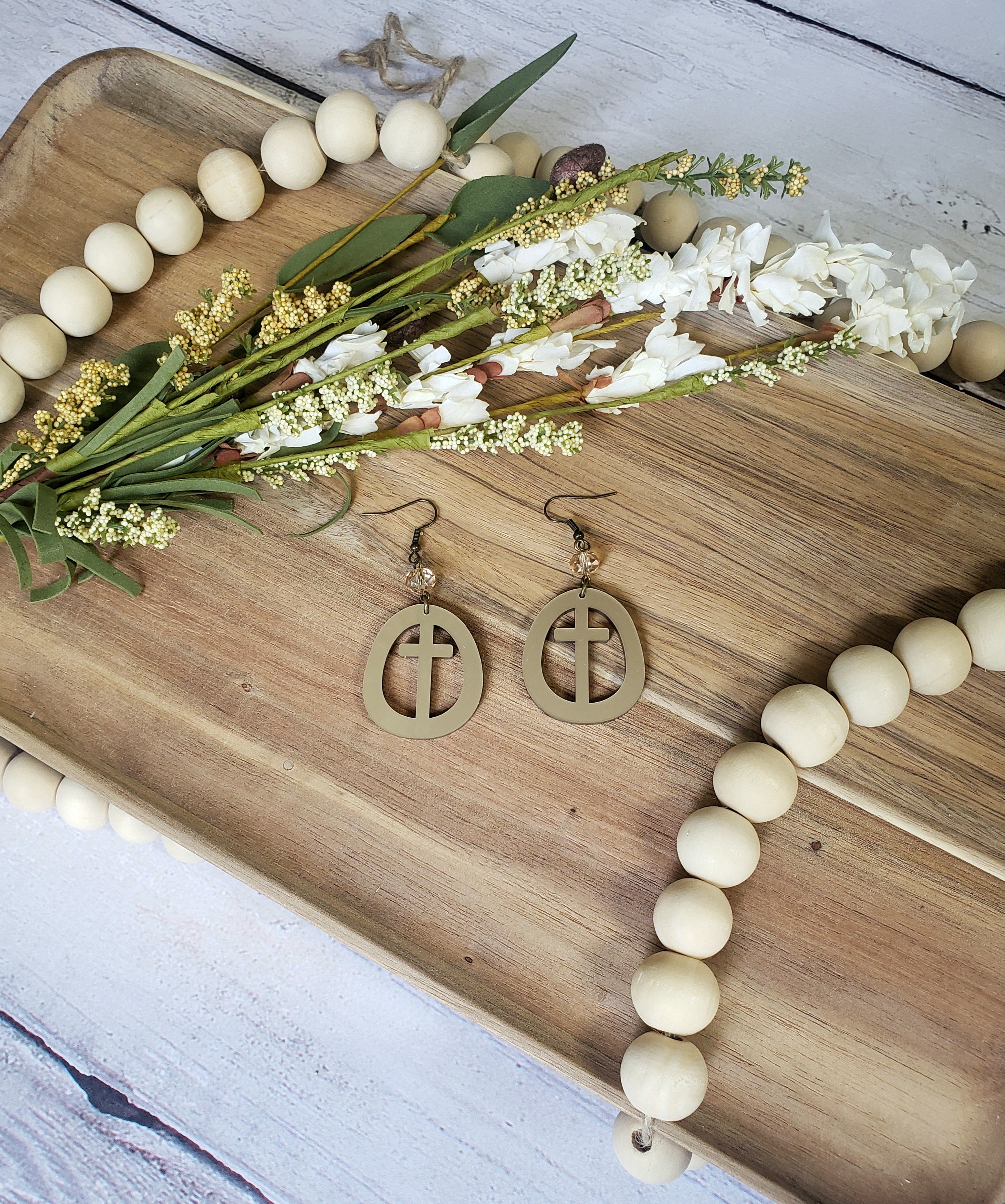 Metallic Gold Circle Cross Earrings