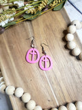 Hot Pink Circle Cross Earrings
