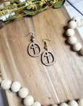 Walnut Circle Cross Earrings