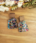 Square Cross Earrings - Confetti