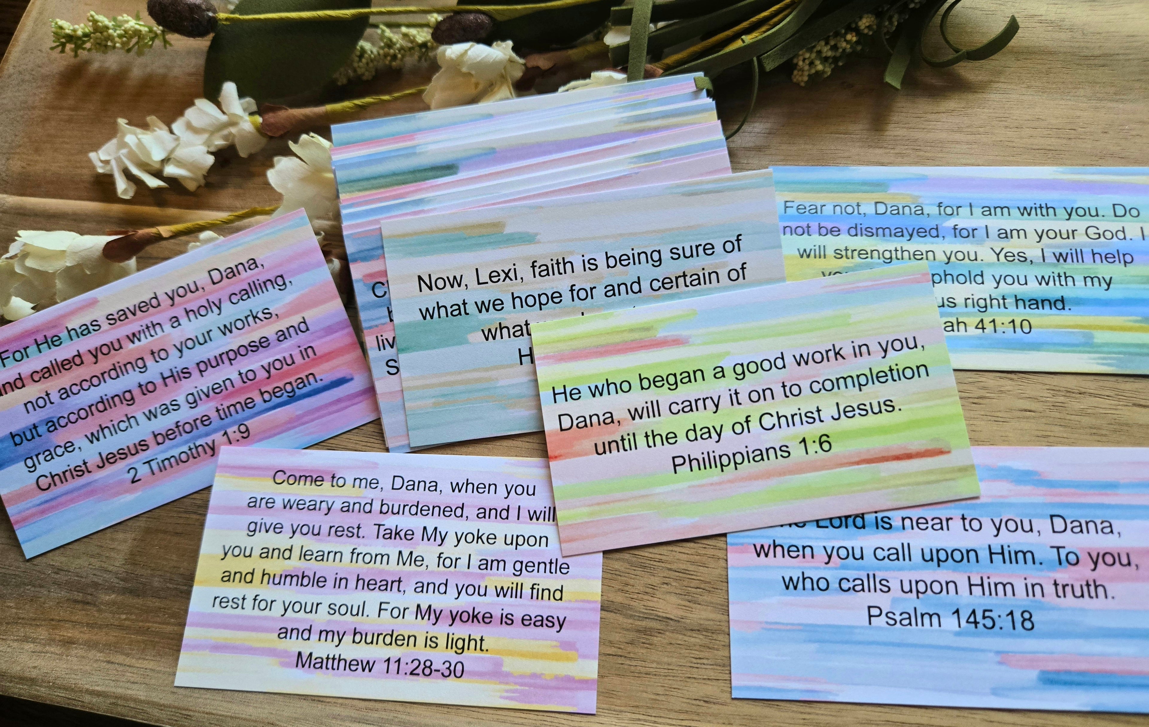 Personalized Scripture Cards - Bright Watercolor
