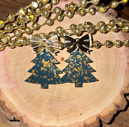 Bow Christmas Tree - Olive/Gold