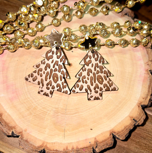 Leopard Christmas Tree Earrings