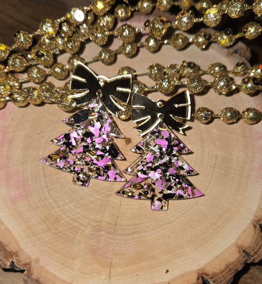 Bow Christmas Tree - Pink/Gold Confetti