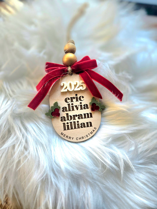 Personalized 2025 Family Name Ornament
