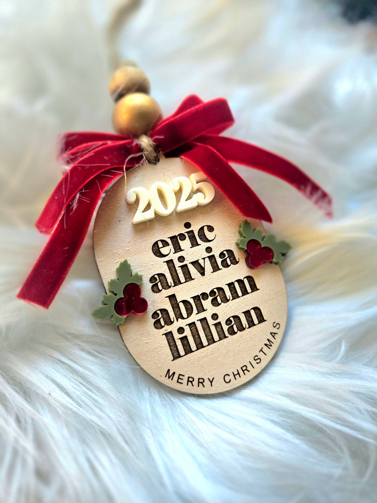 Personalized 2025 Family Name Ornament