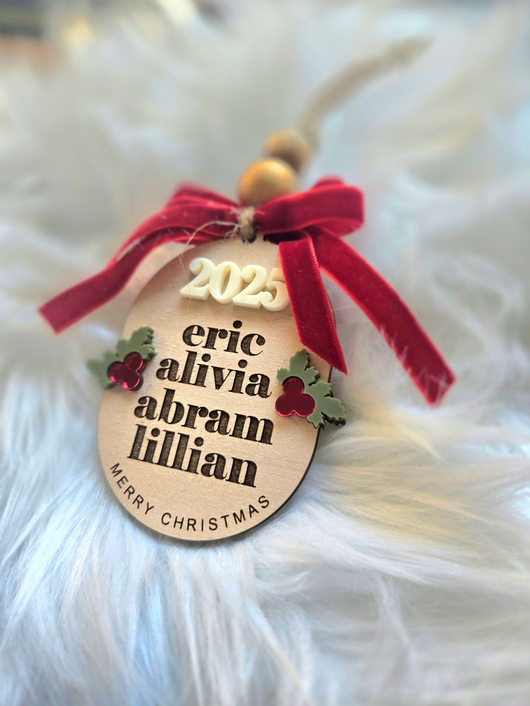 Personalized 2025 Family Name Ornament
