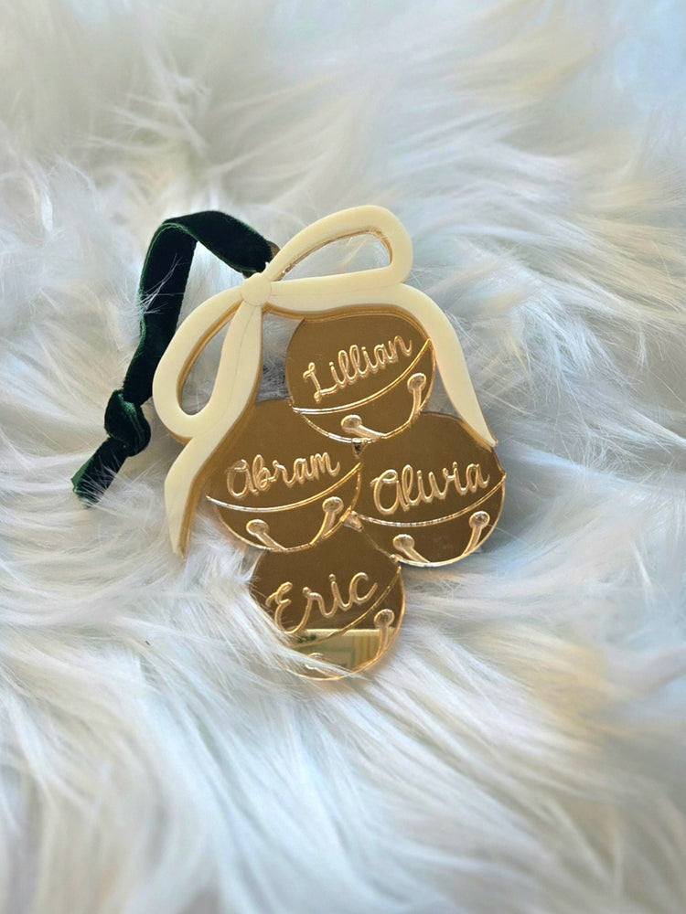 Personalized Mirrored Gold Bell Ornament