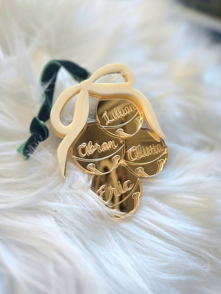 Personalized Mirrored Gold Bell Ornament