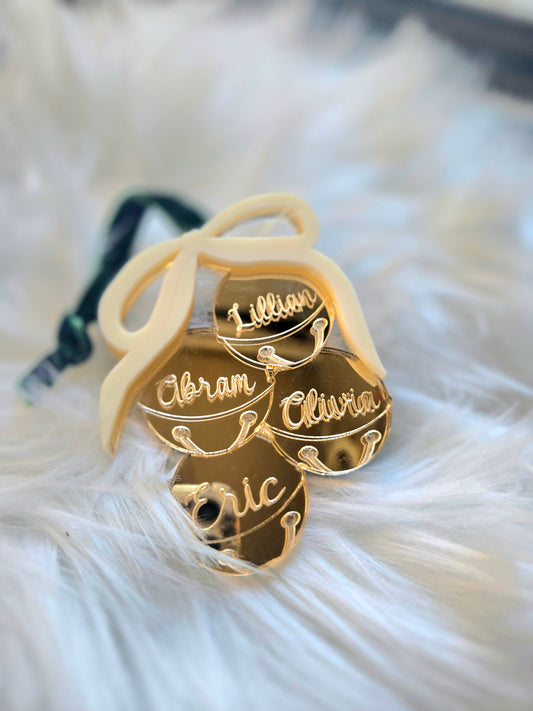 Personalized Mirrored Gold Bell Ornament