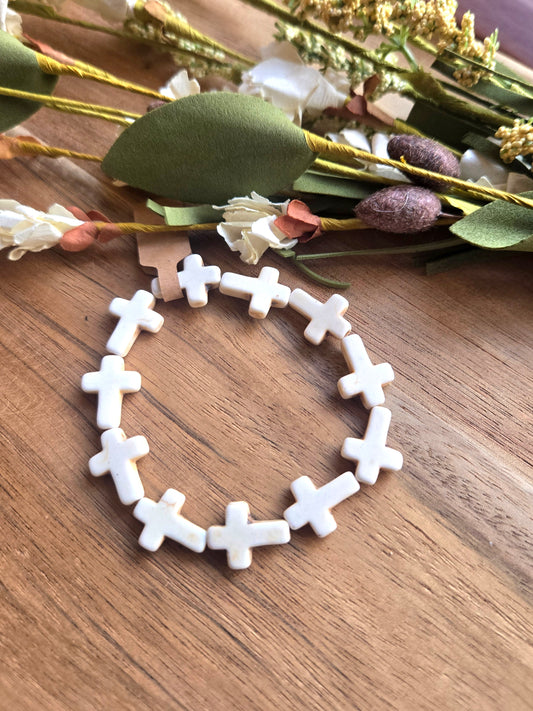 Bold Faith White Cross Bracelet