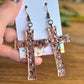 Radiant Faith Cross Earrings - Rose Gold Confetti