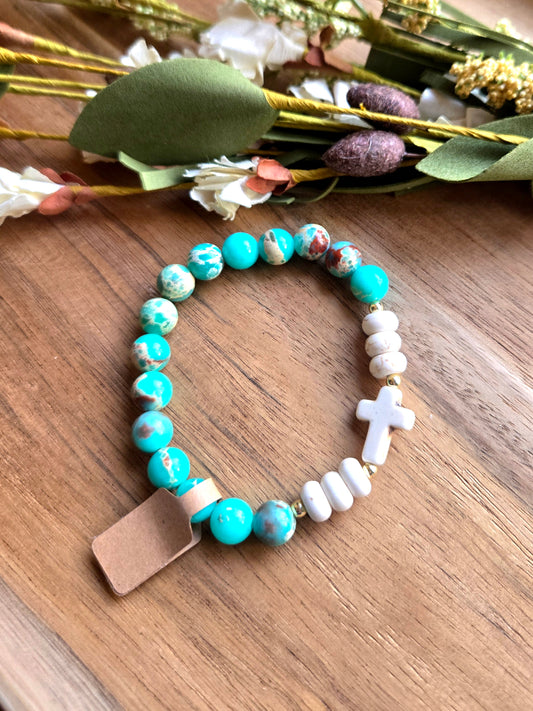 Hope & Strength Turquoise Cross Bracelet