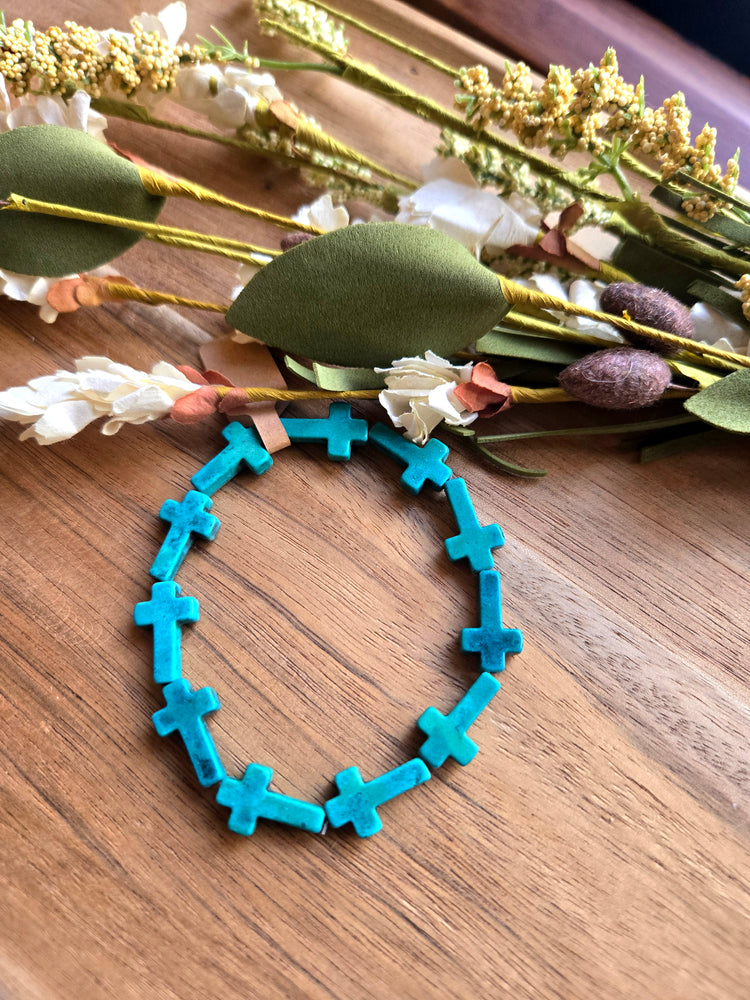 Bold Faith Teal Cross Bracelet