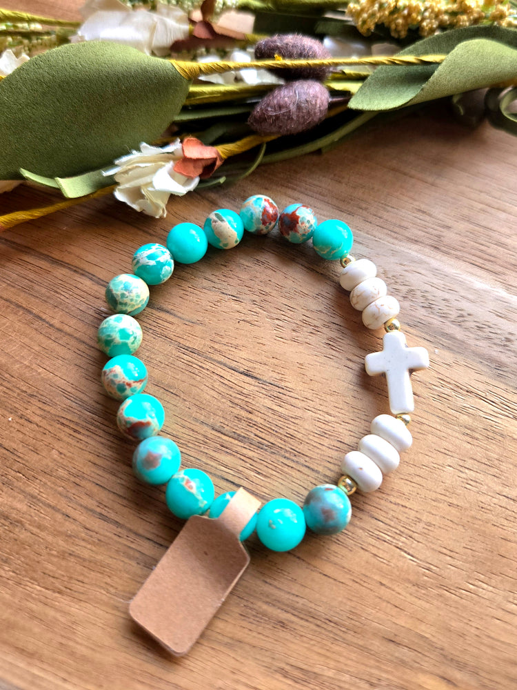 Hope & Strength Turquoise Cross Bracelet