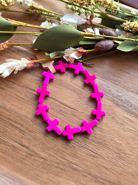 Bold Faith Pink Cross Bracelet