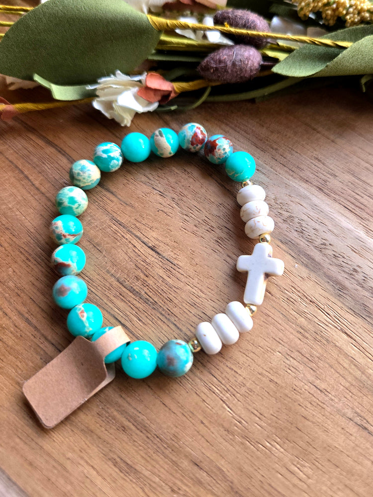 Hope & Strength Turquoise Cross Bracelet