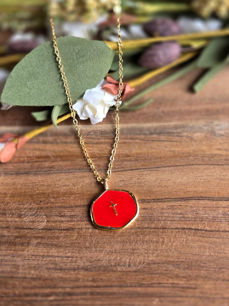 Red Cross Charm Necklace