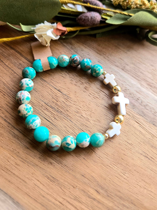Turquoise Triple Cross Bracelet