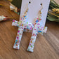 Radiant Cross Earrings - White Confetti