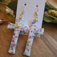 Radiant Cross Earrings - White Confetti