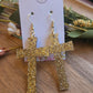 Radiant Cross Earrings - Gold Glitter