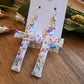 Radiant Cross Earrings - White Confetti